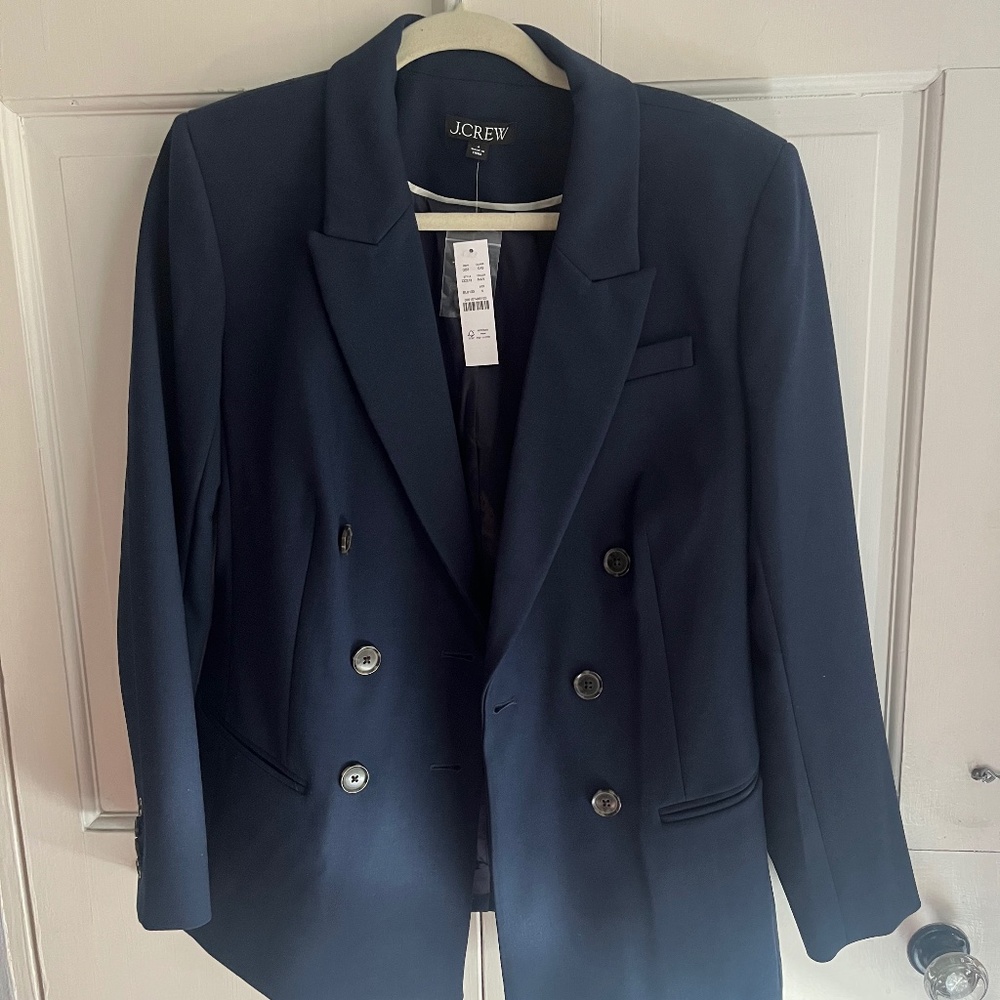 J. Crew navy double breasted blazer in four-season stretch NWT - Picture 2 of 6